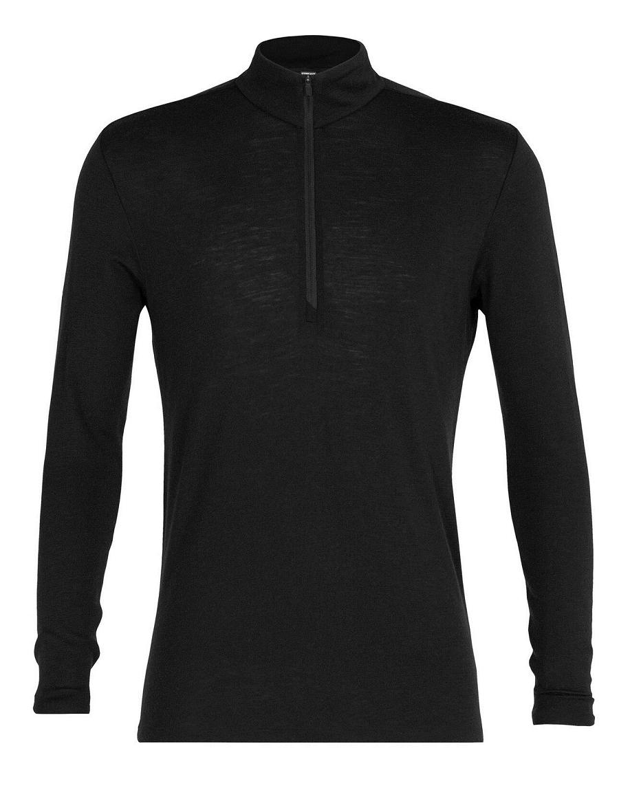 Men's Icebreaker Merino 175 Everyday Long Sleeve Half Zip Thermal Top Base Layers Black | CA 1576MQZA